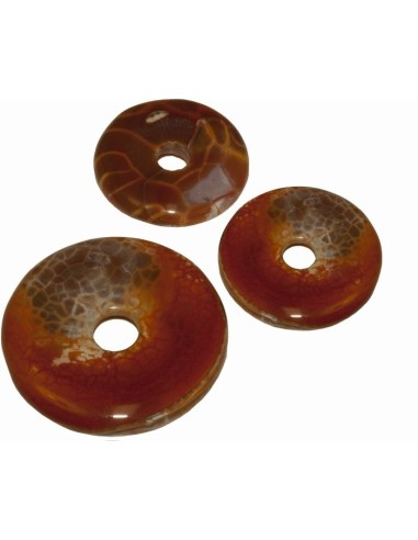 Anhänger gebohrt Donut 35 mm Feuerachat