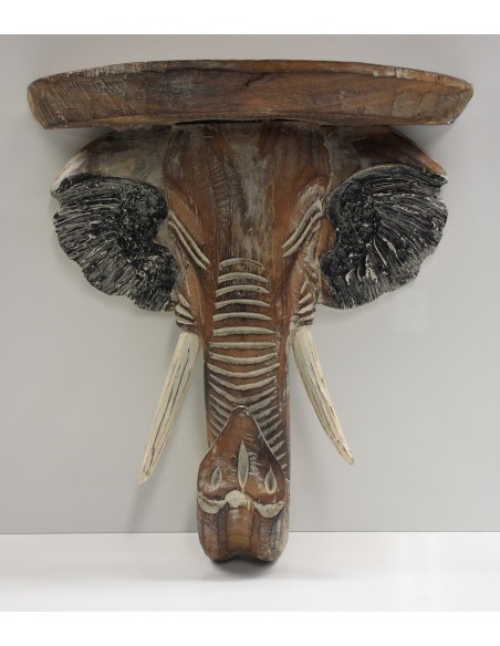 Wandboard Elefantenkopf Albesiaholz 43x40x18 cm Indonesien