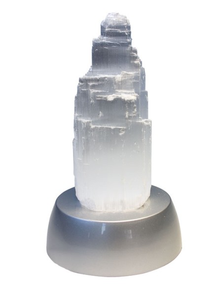 Selenit-Säule (ca. 15 cm) mit LED-Beleuchtung