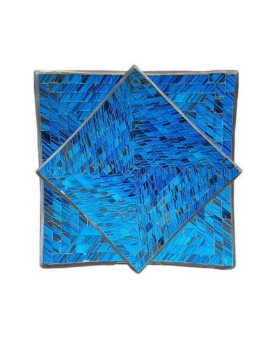 2er Set Terrakottaschale
mit Glassteinchen,blau,  quadratisch
Größen ca. 20 / 30 cm
Indonesien