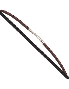Lederband geflochten Ø ca. 3 mm - schwarz Länge ca. 45 cm
mit 925er Silberverschluss