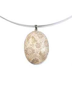 Anhänger silber - Cabochon Fossile Koralle