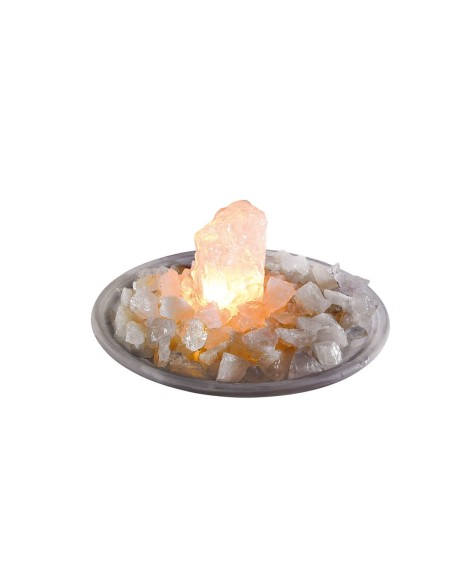 Standardbrunnen - Bergkristall komplett mit Brunnenstein, Glasschale, Chips, Pumpe und Plexiglasscheibe